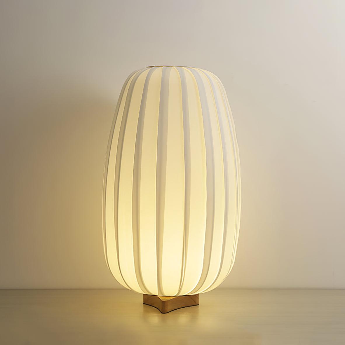Fabric Minimalist Table Lamp ? 10.6″ x H 19.6″/ Dia 27cm x H 50cm / Wood Color & White / US plug Table lamp