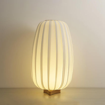 Fabric Minimalist Table Lamp ? 10.6″ x H 19.6″/ Dia 27cm x H 50cm / Wood Color & White / US plug Table lamp