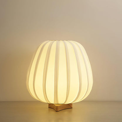Fabric Minimalist Table Lamp ? 11.8″ x H 11.8″/ Dia 30cm x H 30cm / Wood Color & White / US plug Table lamp