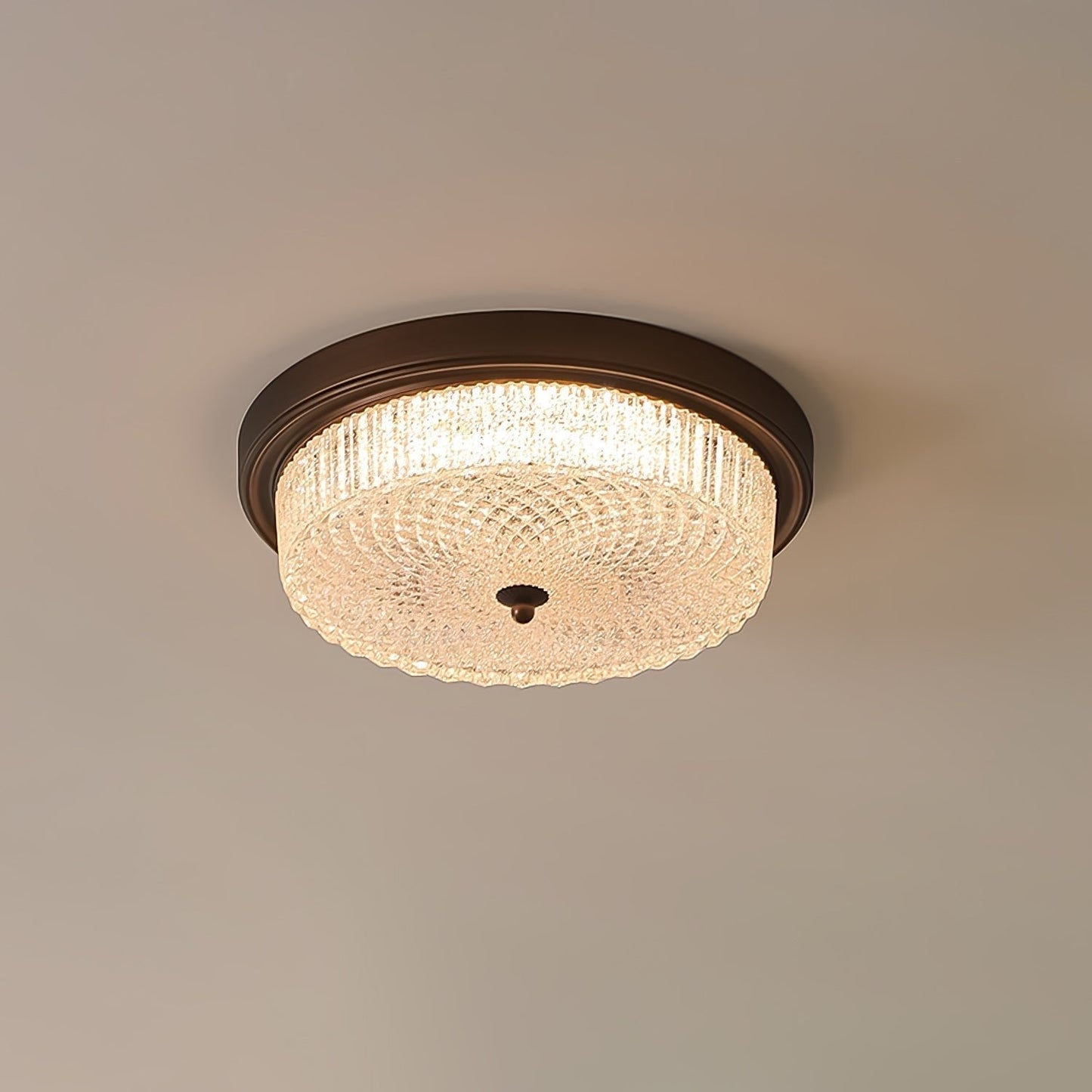 Fabula Ceiling Lamp ? 18.5″ x H 5.1″ / Dia 47cm x H 13cm / Vintage bronze & Opaque glass / Three-Color Changing Light
