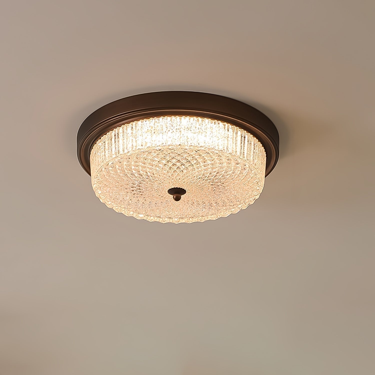 Fabula Ceiling Lamp ? 14.6″ x H 5.1″ / Dia 37cm x H 13cm / Vintage bronze & Opaque glass / Three-Color Changing Light