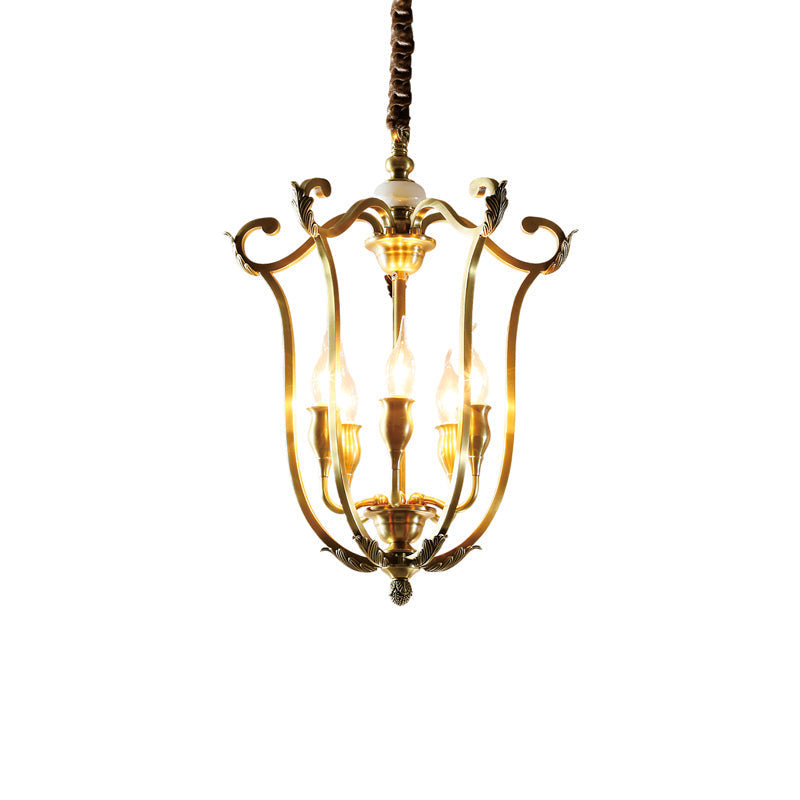Farmhouse Lantern Chandelier Model C Dia 15.7″ x H 23.6″ / Dia 40cm x H 60cm / Brass Chandelier
