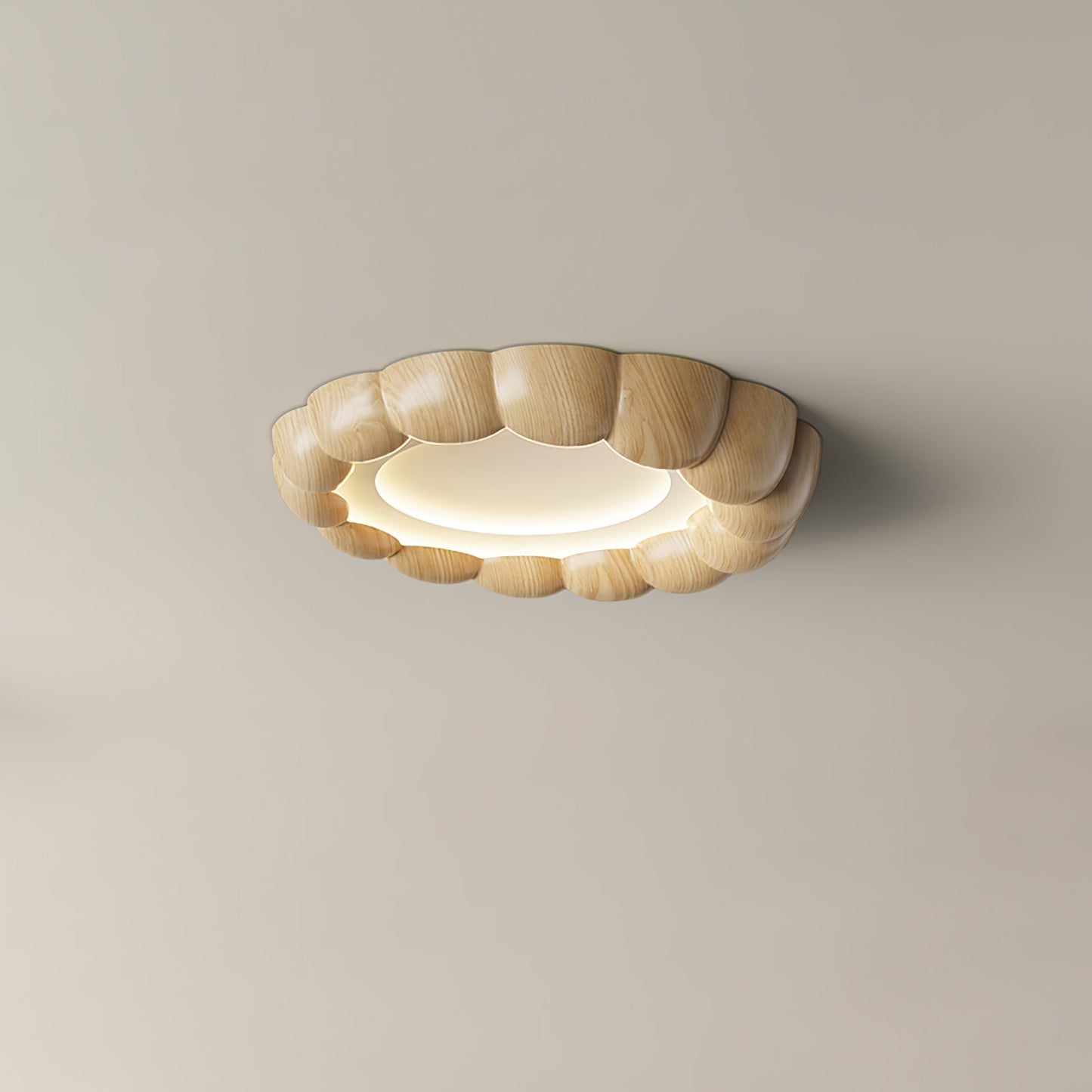 Faux Wood Ripple Ceiling Lamp Model C ? 19.7″ x H 2.4″ / Dia 50cm x H 6cm / Nature Wood Grain / Three-Color Changing