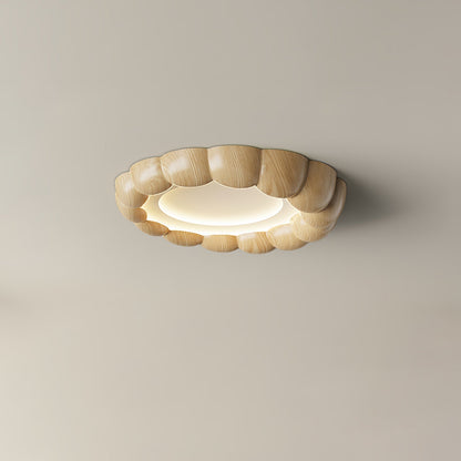 Faux Wood Ripple Ceiling Lamp Model C ? 19.7″ x H 2.4″ / Dia 50cm x H 6cm / Nature Wood Grain / Three-Color Changing