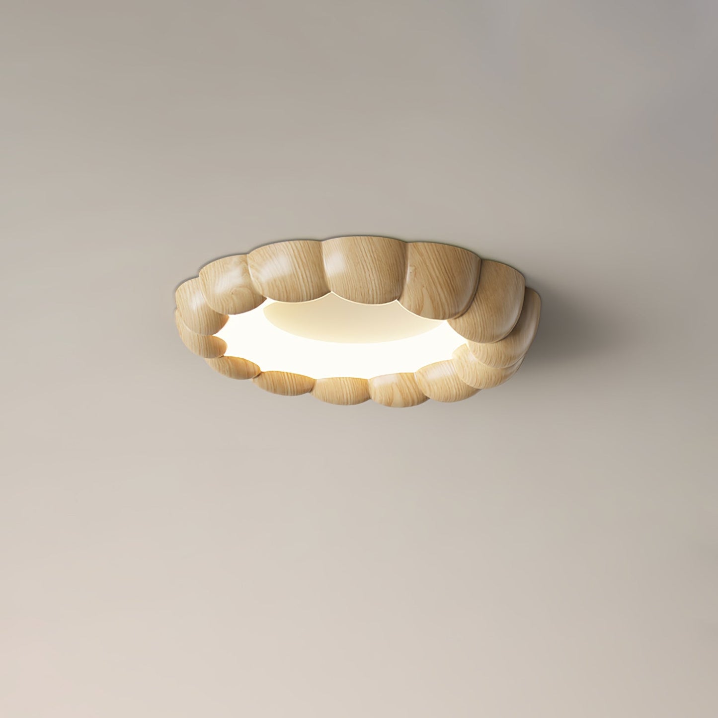 Faux Wood Ripple Ceiling Lamp Model B ? 19.7″ x H 2.4″ / Dia 50cm x H 6cm / Nature Wood Grain / Three-Color Changing