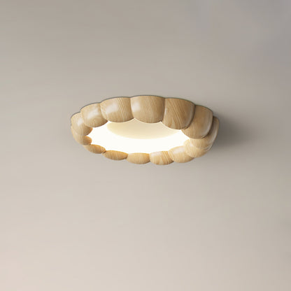 Faux Wood Ripple Ceiling Lamp Model B ? 19.7″ x H 2.4″ / Dia 50cm x H 6cm / Nature Wood Grain / Three-Color Changing