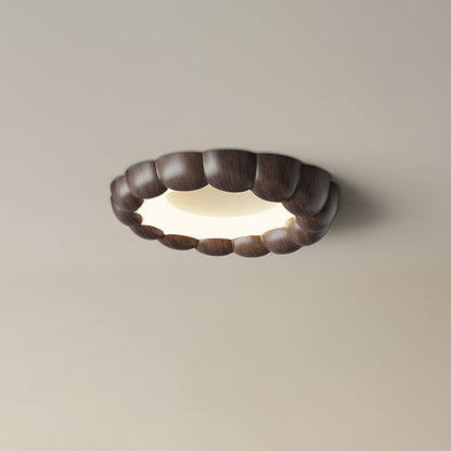 Faux Wood Ripple Ceiling Lamp Model B Dia 19.7″ x H 2.4″ / Dia 50cm x H 6cm / Walnut Wood Grain / Three-Color Changing