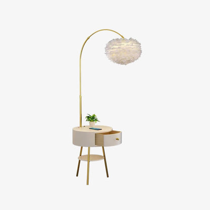 Feather Drawer Floor Lamp Dia 15″ x H 70.9″ / Dia 38cm x H 180cm / White + Gold / US plug Floor lamp