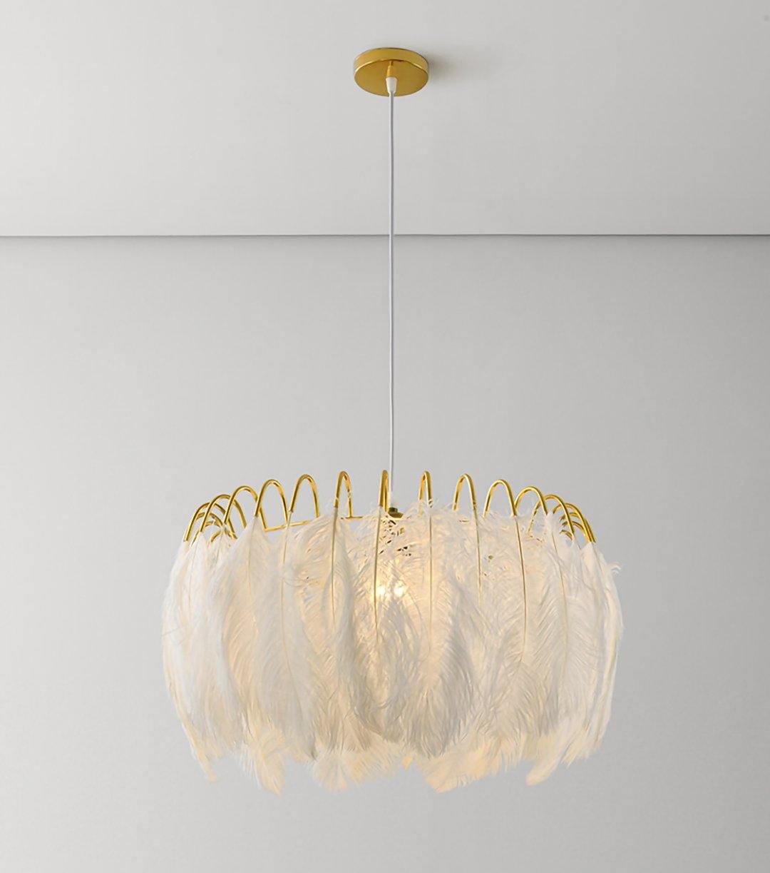 Feather Pendant Lamp Model A Dia 19.7″ x H 13.8″ / Dia 50cm x H 35cm / White Pendant light