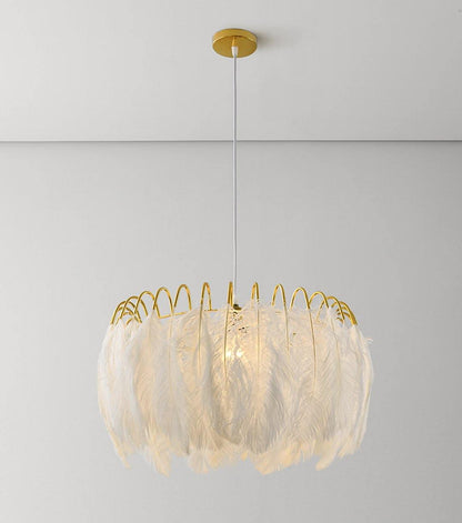 Feather Pendant Lamp Model A Dia 19.7″ x H 13.8″ / Dia 50cm x H 35cm / White Pendant light