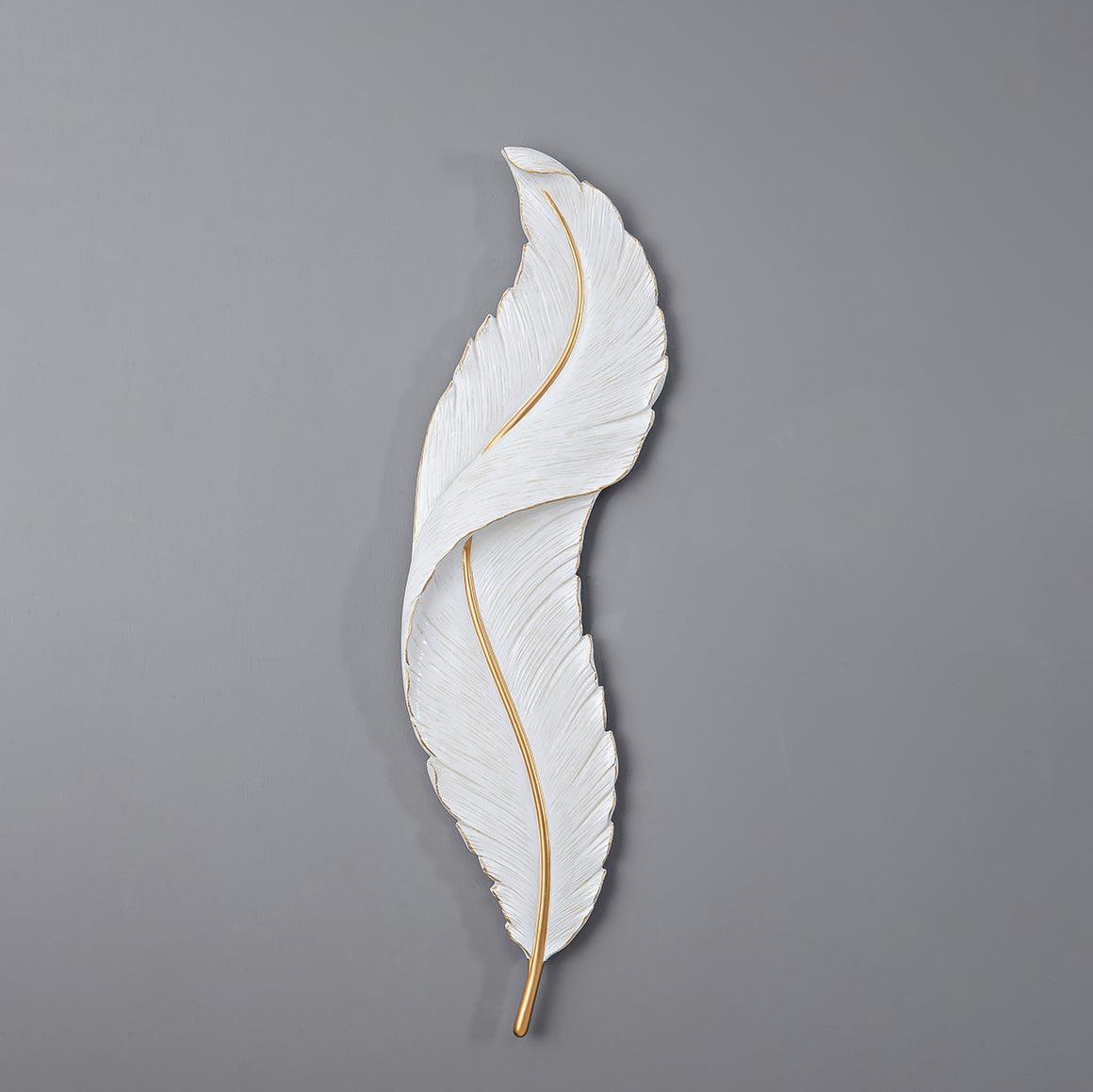 Feather Wall Lamp W 6.3″ x H 24″ / W 16cm x H 61cm / White&Gold / Three-color changing light Wall lamp