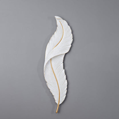 Feather Wall Lamp W 6.3″ x H 24″ / W 16cm x H 61cm / White&Gold / Three-color changing light Wall lamp