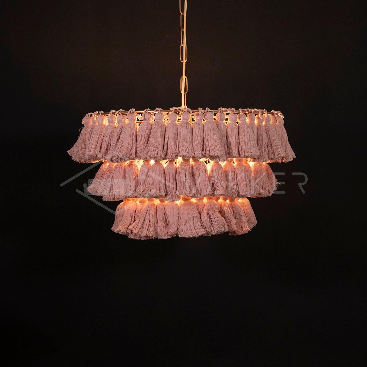 Fela Tassel Chandelier Dia 20″ x 13.8″ / Dia 51cm x H 35cm / Pink Chandelier