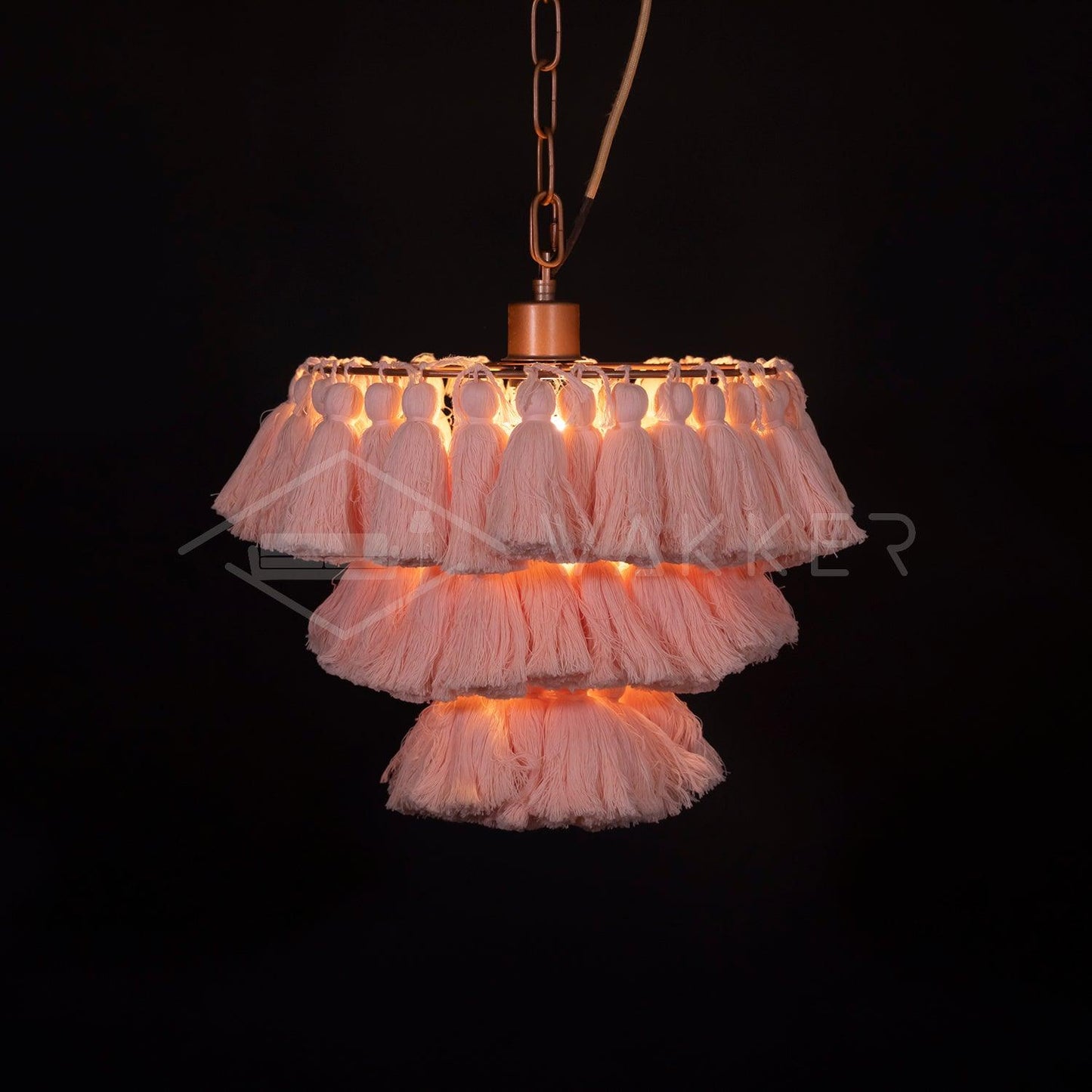 Fela Tassel Chandelier Dia 11.8″ x 11.8″ / Dia 30cm x H 30cm / Pink Chandelier