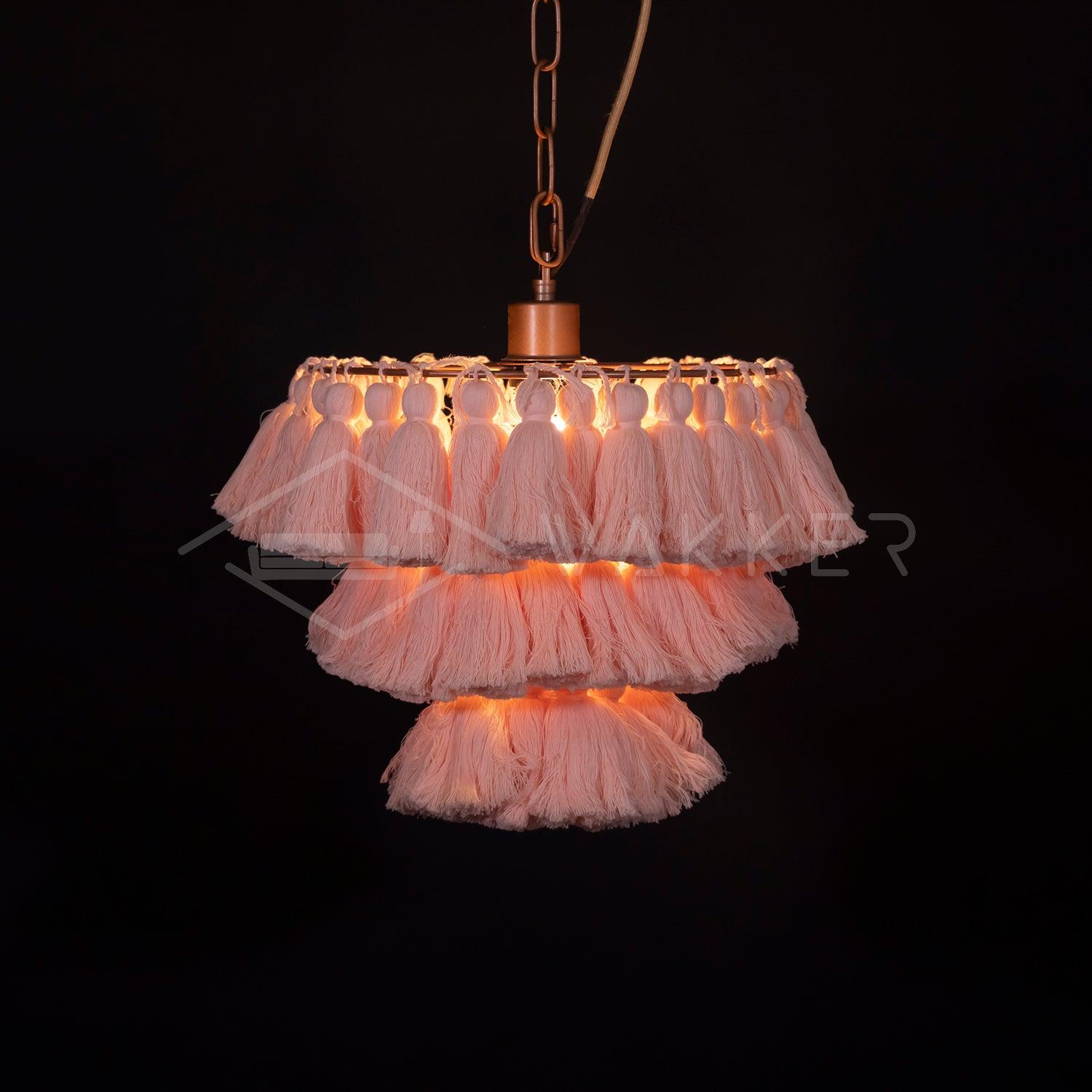 Fela Tassel Chandelier Dia 11.8″ x 11.8″ / Dia 30cm x H 30cm / Pink Chandelier