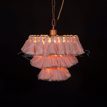 Fela Tassel Chandelier Dia 11.8″ x 11.8″ / Dia 30cm x H 30cm / Pink Chandelier