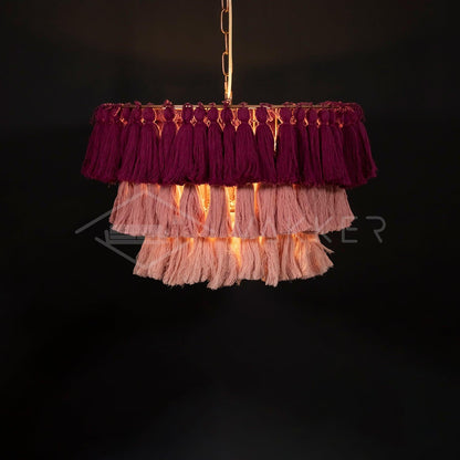 Fela Tassel Chandelier Dia 20″ x 13.8″ / Dia 51cm x H 35cm / Fuchsia & Pink Chandelier
