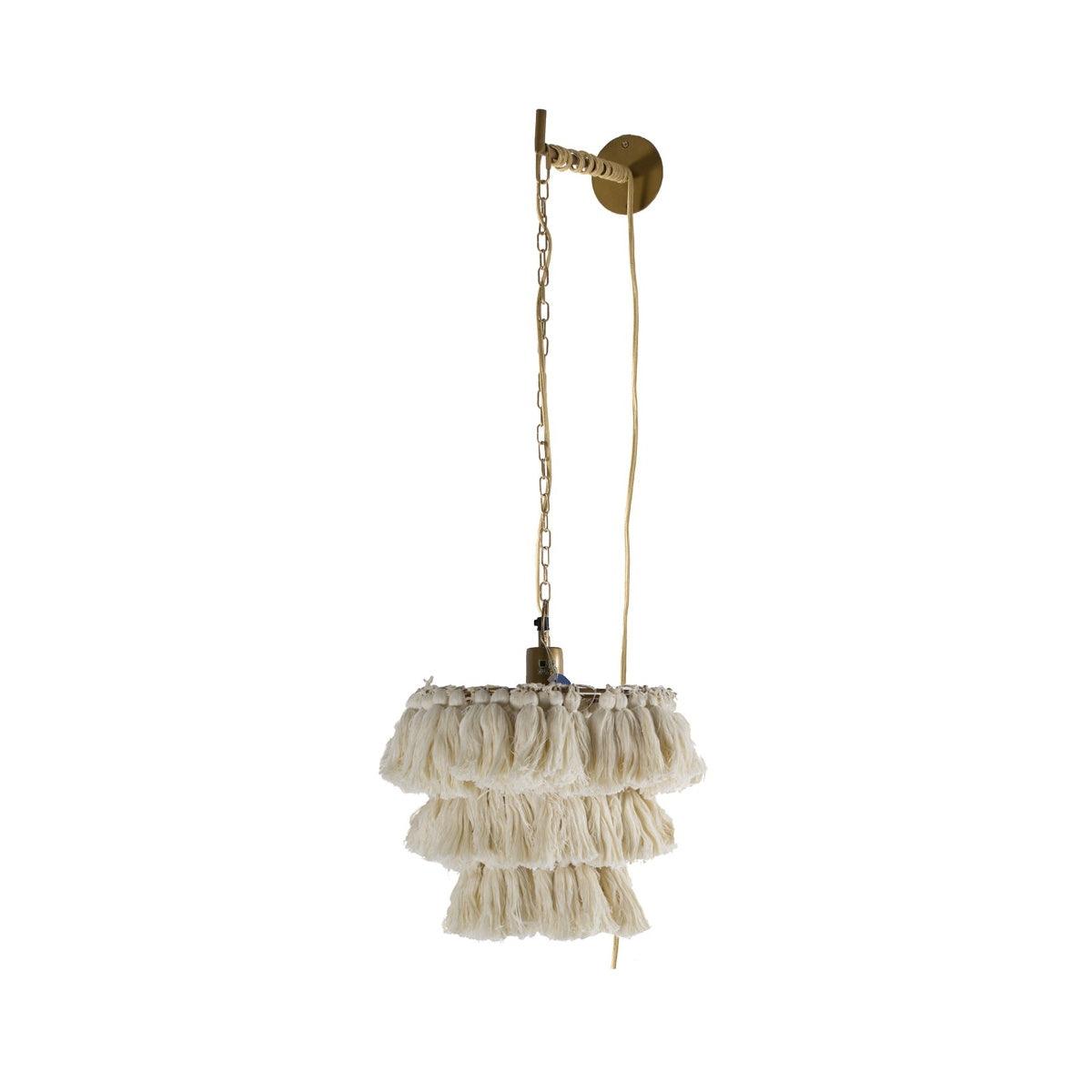 Fela Tassel Wall Lamp ? 11.8″ x H 11.8″ / Dia 30cm x H 30cm / Beige / US plug Wall lamp
