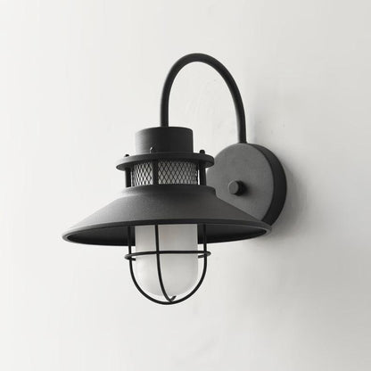 Felix Outdoor Wall Lamp Dia 9.8″ x W 11.4″ x H 12.6″ / Dia 25cm x W 29cm x H 32cm / Black & Frosted glass Outdoor Lighting