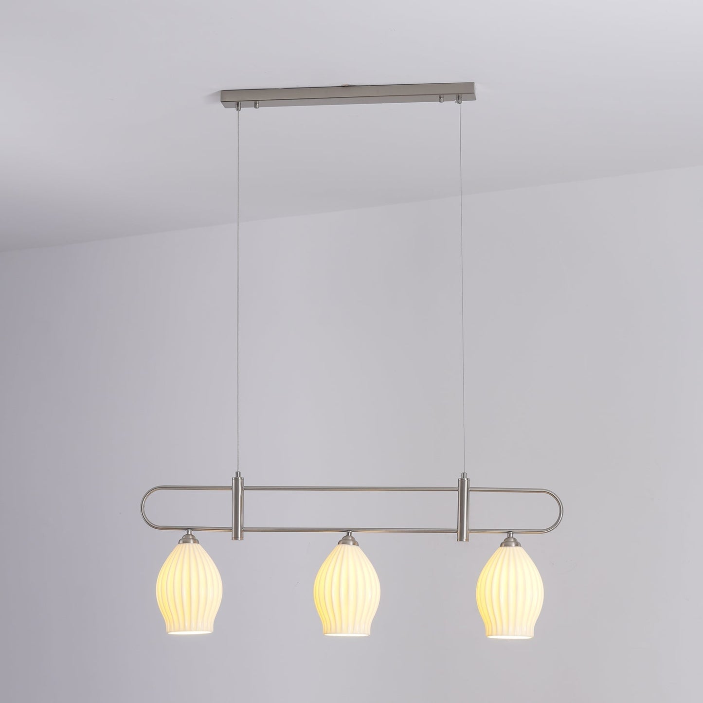 Fin Pendant Light 3 heads Dia 35.4″ x H 13″ / L 90cm x H 33cm / Sand nickel Pendant light