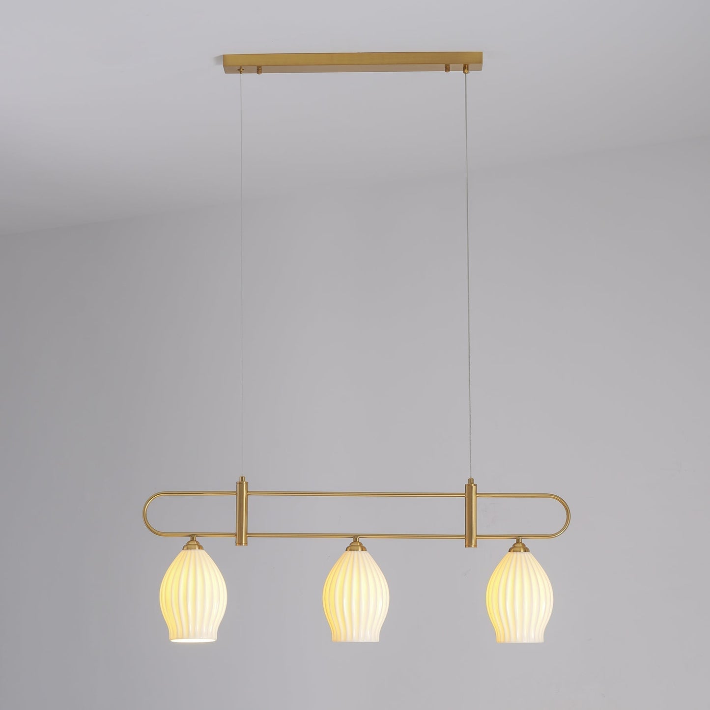Fin Pendant Light 3 heads Dia 35.4″ x H 13″ / L 90cm x H 33cm / Copper Pendant light