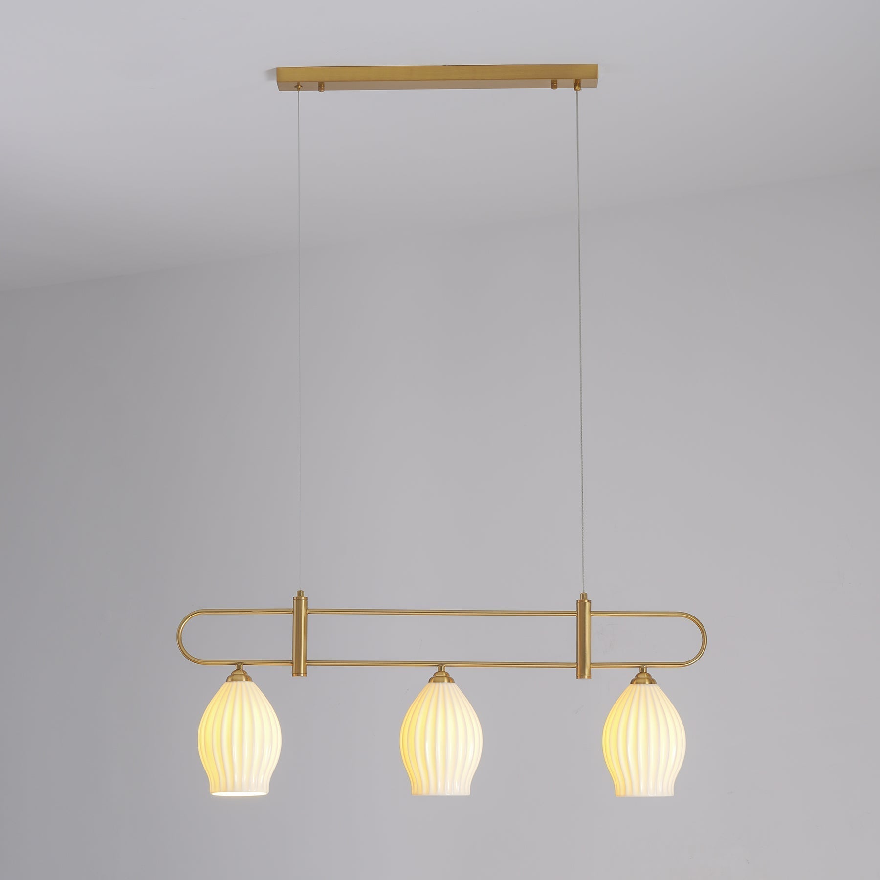 Fin Pendant Light 3 heads Dia 35.4″ x H 13″ / L 90cm x H 33cm / Copper Pendant light