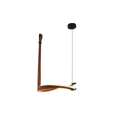 Finopi Chandelier Model A Dia 15.7″ x H 45.2″ / Dia 40cm x H 115cm / Brown Leather & Black & White / Warm Light Chandelier