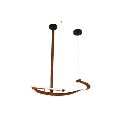 Finopi Chandelier Model B ? 24.8″ x H 39.3″ / Dia 63cm x H 100cm / Brown Leather & Black & White / Warm Light Chandelier