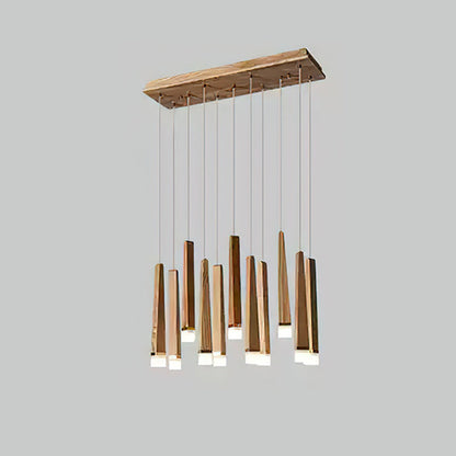 Firewood Stick Chandelier 11Heads L 23.6’’ x H 7.9’’ x H 37.4’’ / Wood Color / Warm Light Chandelier