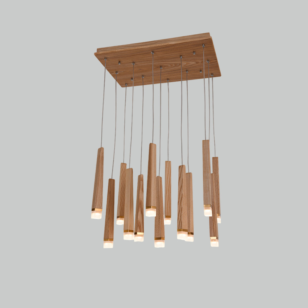 Firewood Stick Chandelier 13Heads L 23.6’’ x H 15.7’’ x H 37.4’’ / Wood Color / Warm Light Chandelier