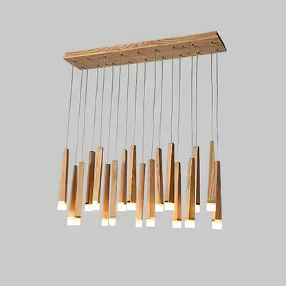 Firewood Stick Chandelier 18Heads L 35.4’’ x H 7.9’’ x H 37.4’’ / Wood Color / Warm Light Chandelier