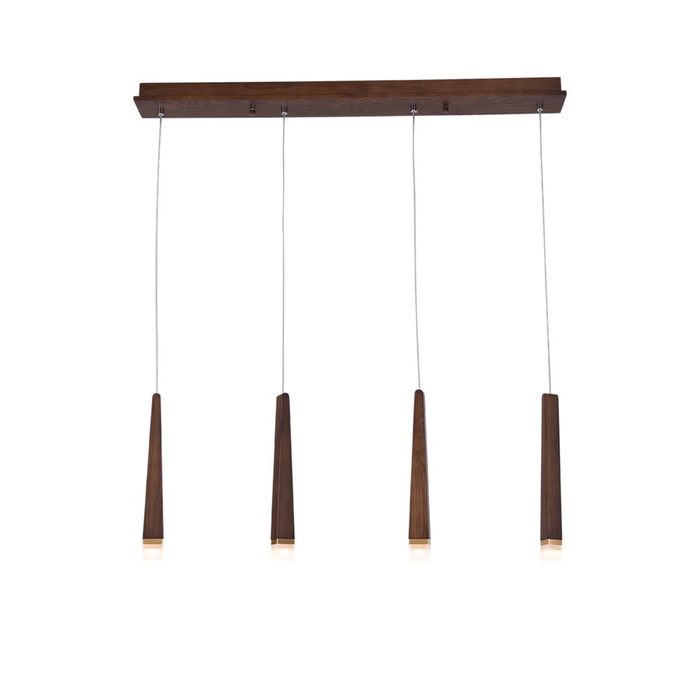 Firewood Stick Chandelier 4 Heads L 27.6’’ x H 37.4’’ / Walnut Color / Warm Light Chandelier