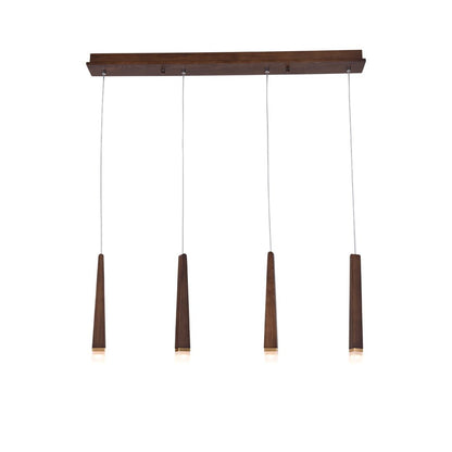 Firewood Stick Chandelier 4 Heads L 27.6’’ x H 37.4’’ / Walnut Color / Warm Light Chandelier