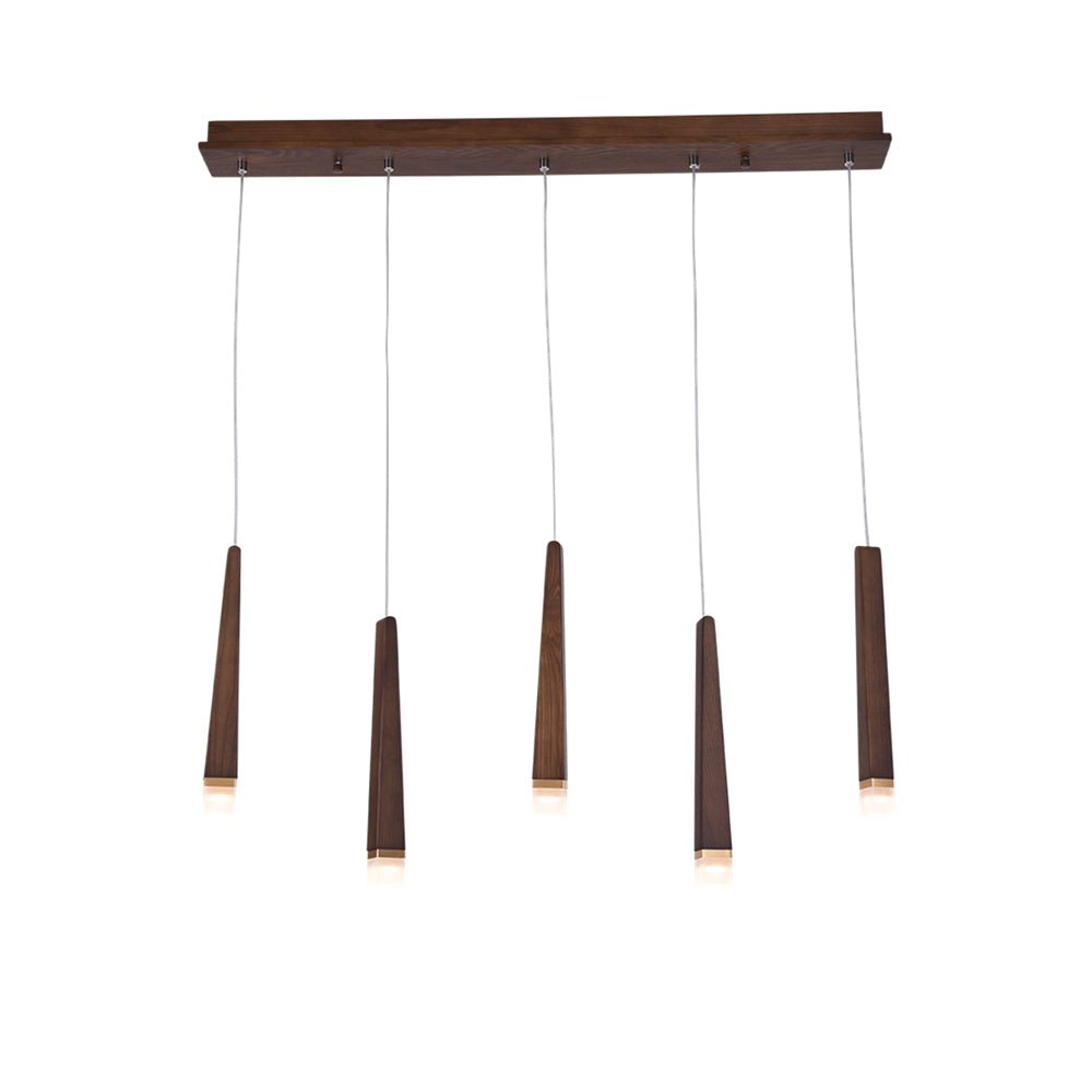 Firewood Stick Chandelier 5 Heads L 27.6’’ x H 37.4’’ / Walnut Color / Warm Light Chandelier