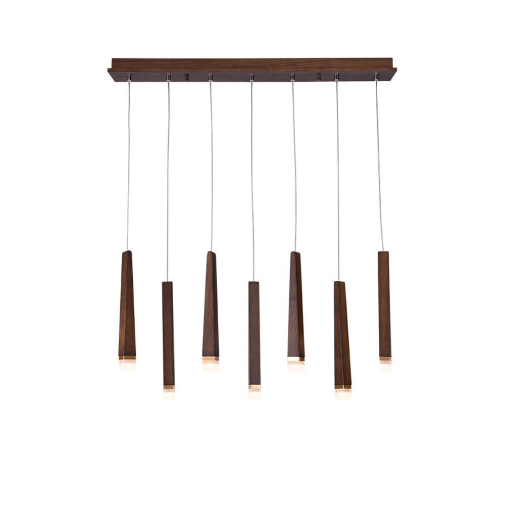 Firewood Stick Chandelier 7 Heads L 27.6’’ x H 37.4’’ / Walnut Color / Warm Light Chandelier