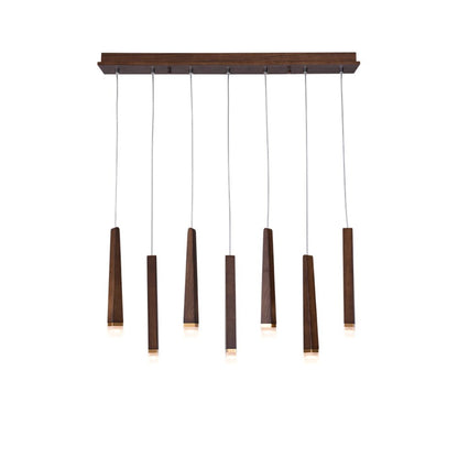 Firewood Stick Chandelier 7 Heads L 27.6’’ x H 37.4’’ / Walnut Color / Warm Light Chandelier