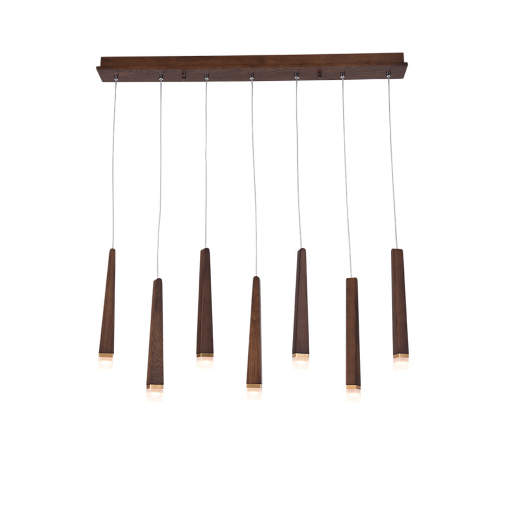 Firewood Stick Chandelier 7 Heads L 35.4’’ x H 37.4’’ / Walnut Color / Warm Light Chandelier