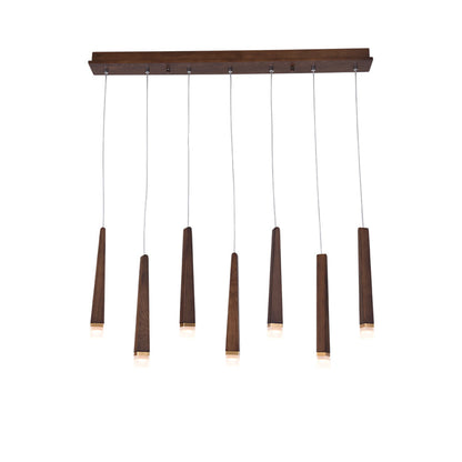 Firewood Stick Chandelier 7 Heads L 35.4’’ x H 37.4’’ / Walnut Color / Warm Light Chandelier