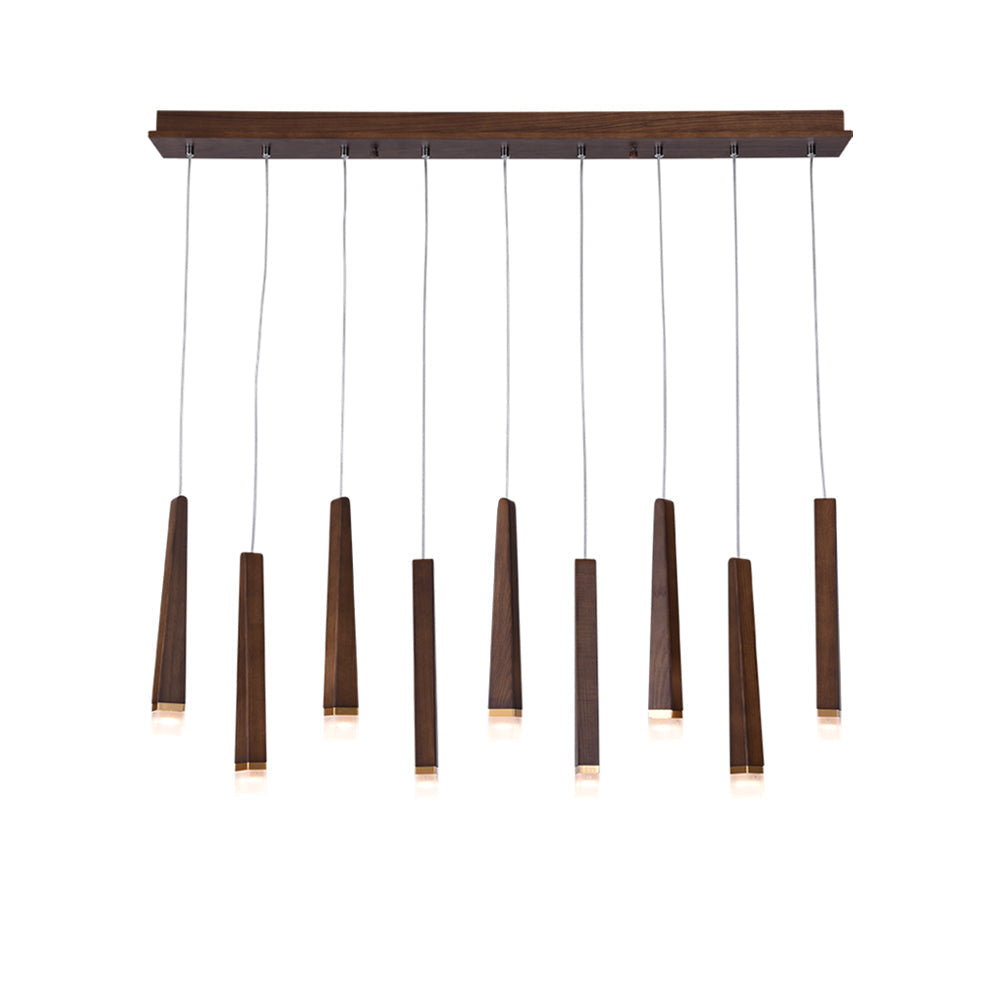 Firewood Stick Chandelier 9 Heads L 43.3’’ x H 37.4’’ / Walnut Color / Warm Light Chandelier