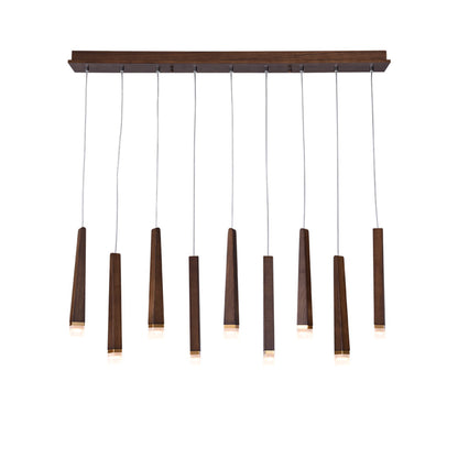 Firewood Stick Chandelier 9 Heads L 43.3’’ x H 37.4’’ / Walnut Color / Warm Light Chandelier