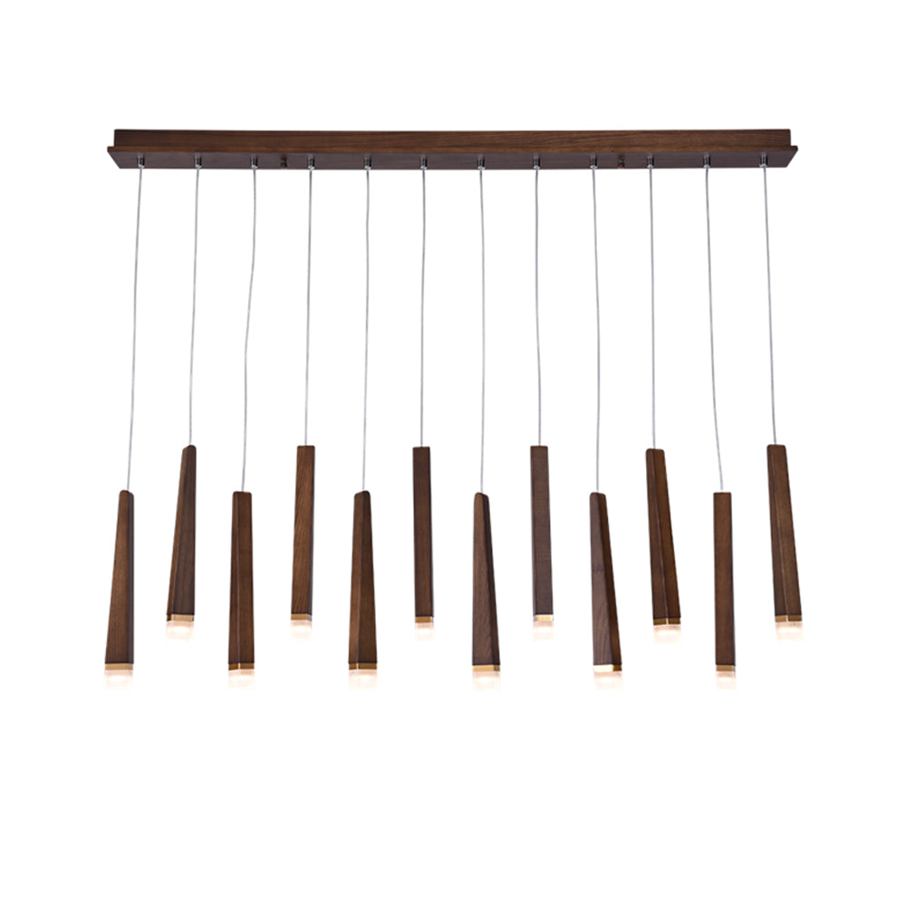 Firewood Stick Chandelier 12 Heads L 47.2’’ x H 37.4’’ / Walnut Color / Warm Light Chandelier