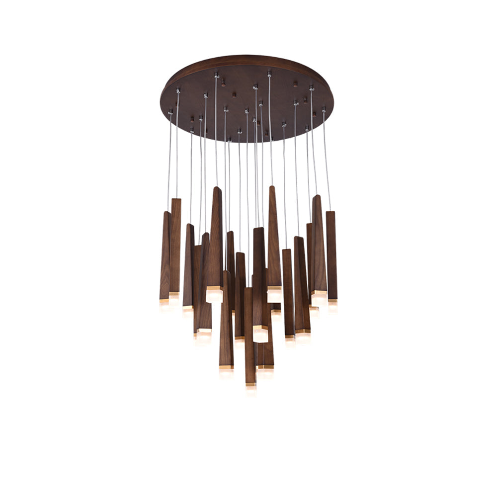 Firewood Stick Chandelier 20Heads Dia 23.6’’ x H 37.4’’ / Walnut Color / Warm Light Chandelier