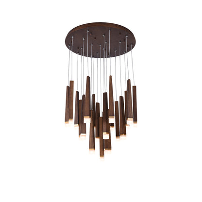 Firewood Stick Chandelier 20Heads Dia 23.6’’ x H 37.4’’ / Walnut Color / Warm Light Chandelier