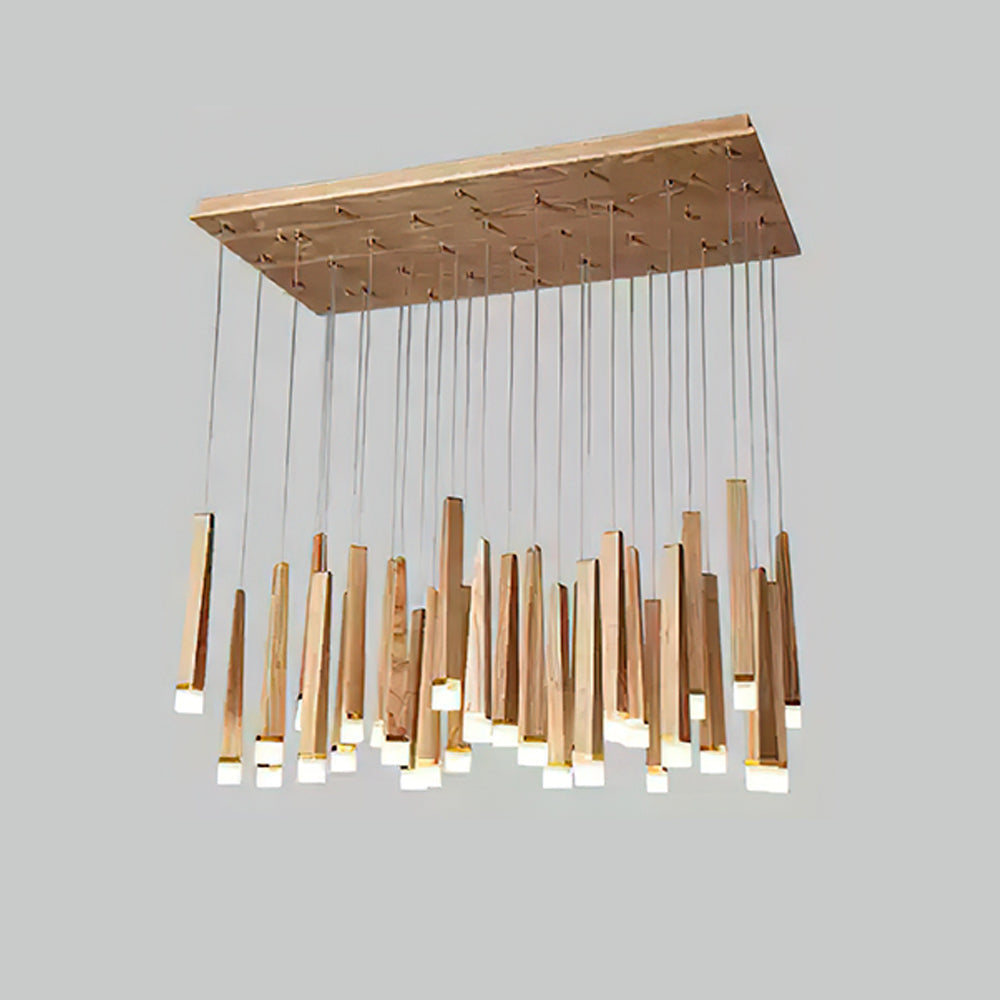Firewood Stick Chandelier 32Heads L 39.4’’ x H 19.7’’ x H37.4’’ / Wood Color / Warm Light Chandelier