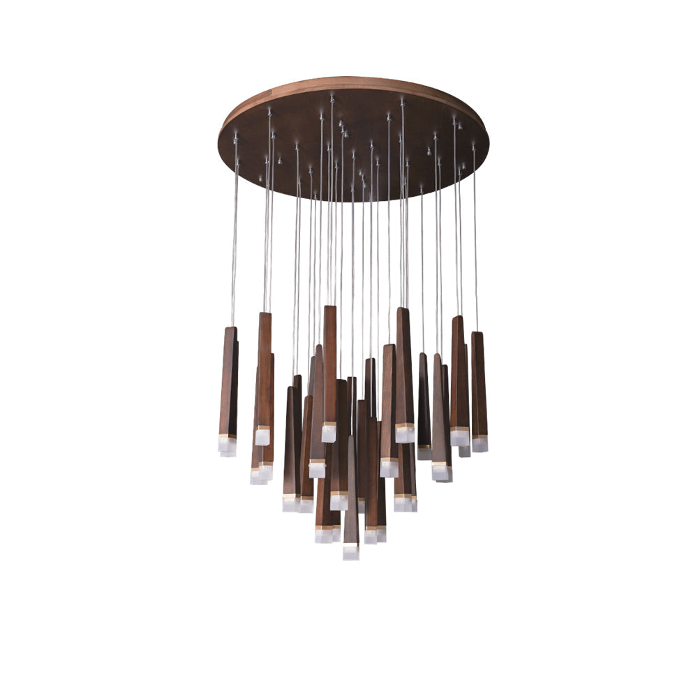 Firewood Stick Chandelier 32Heads Dia 31.5’’ x H 37.4’’ / Walnut Color / Warm Light Chandelier