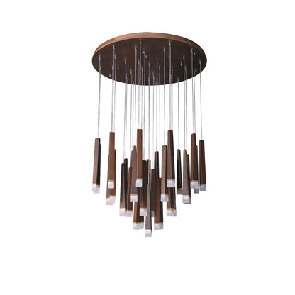 Firewood Stick Chandelier 32Heads Dia 31.5’’ x H 37.4’’ / Walnut Color / Warm Light Chandelier
