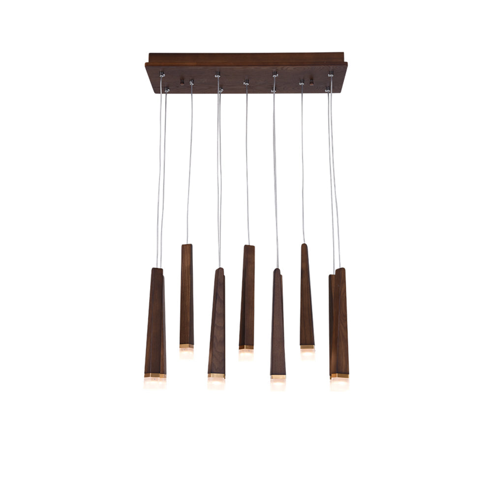 Firewood Stick Chandelier 11Heads L 23.6’’ x H 7.9’’ x H 37.4’’ / Walnut Color / Warm Light Chandelier