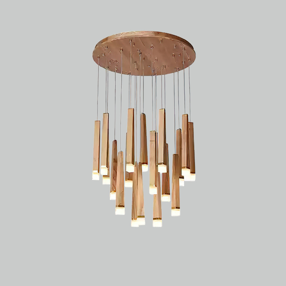 Firewood Stick Chandelier 20Heads Dia 23.6’’ x H 37.4’’ / Wood Color / Warm Light Chandelier