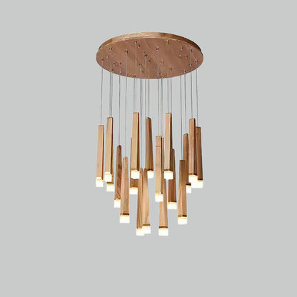 Firewood Stick Chandelier 20Heads Dia 23.6’’ x H 37.4’’ / Wood Color / Warm Light Chandelier