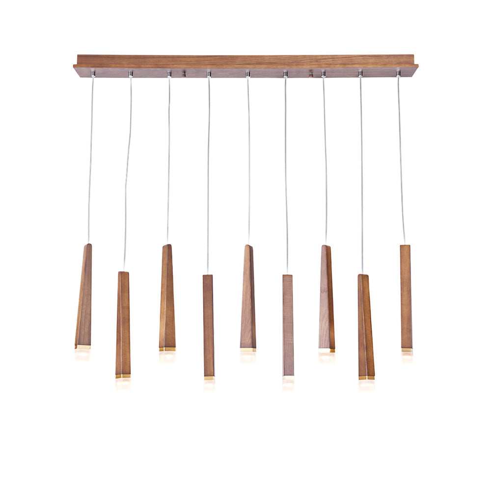 Firewood Stick Chandelier 9 Heads L 43.3’’ x H 37.4’’ / Wood Color / Warm Light Chandelier
